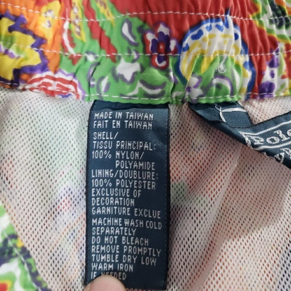 Vintage Polo Ralph Lauren Paisley Swim Trunks Colorful Beach Mesh Lined Mens L
